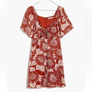 Madewell Sunflower Season Silk Floral Tie Front Mini Dress - Size 2